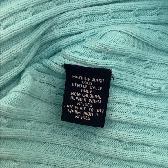 Chaps sweater ribbed blue turquoise color size L in good shape nice feel - Picture 6 of 8